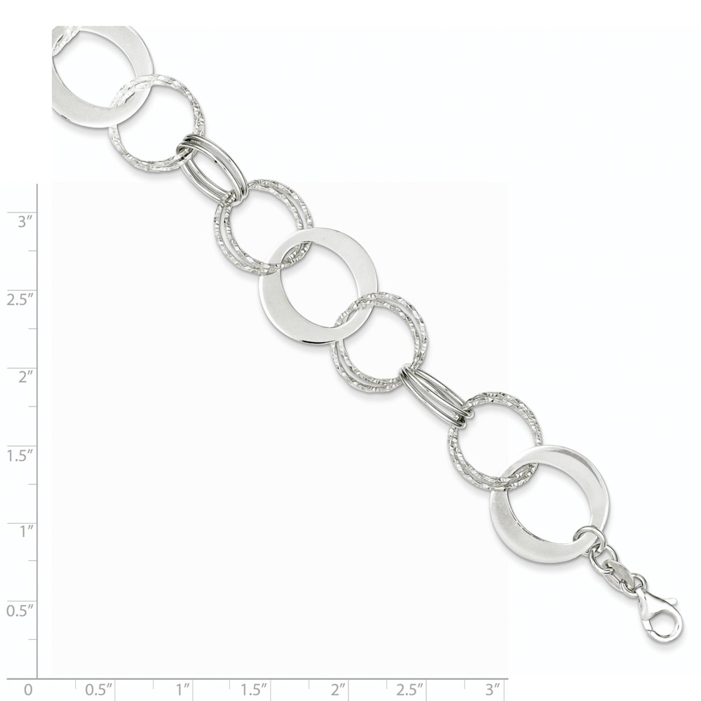 Sterling Silver Polished and Textured Circle Link Bracelet (QG3327-7.5)
