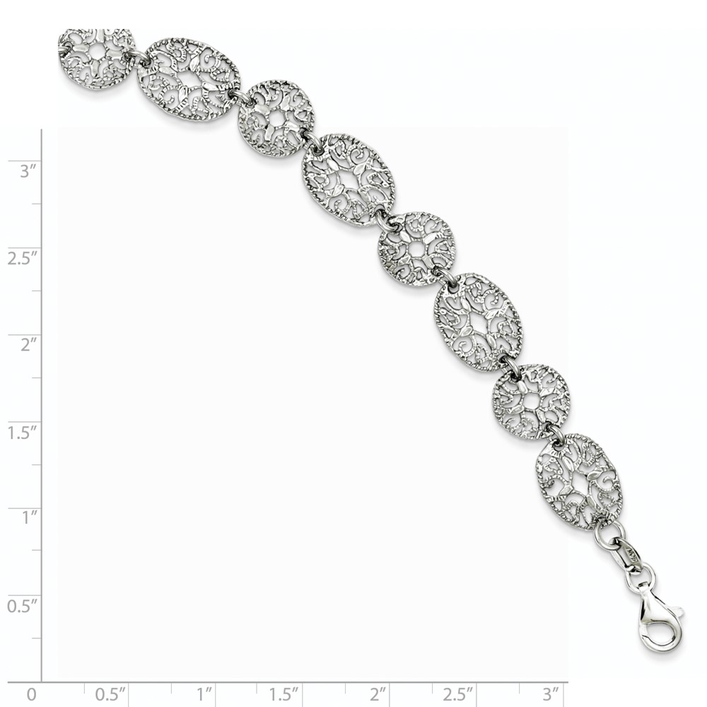 Sterling Silver Rhodium Polished Circles Bracelet (QG3335-8.25)
