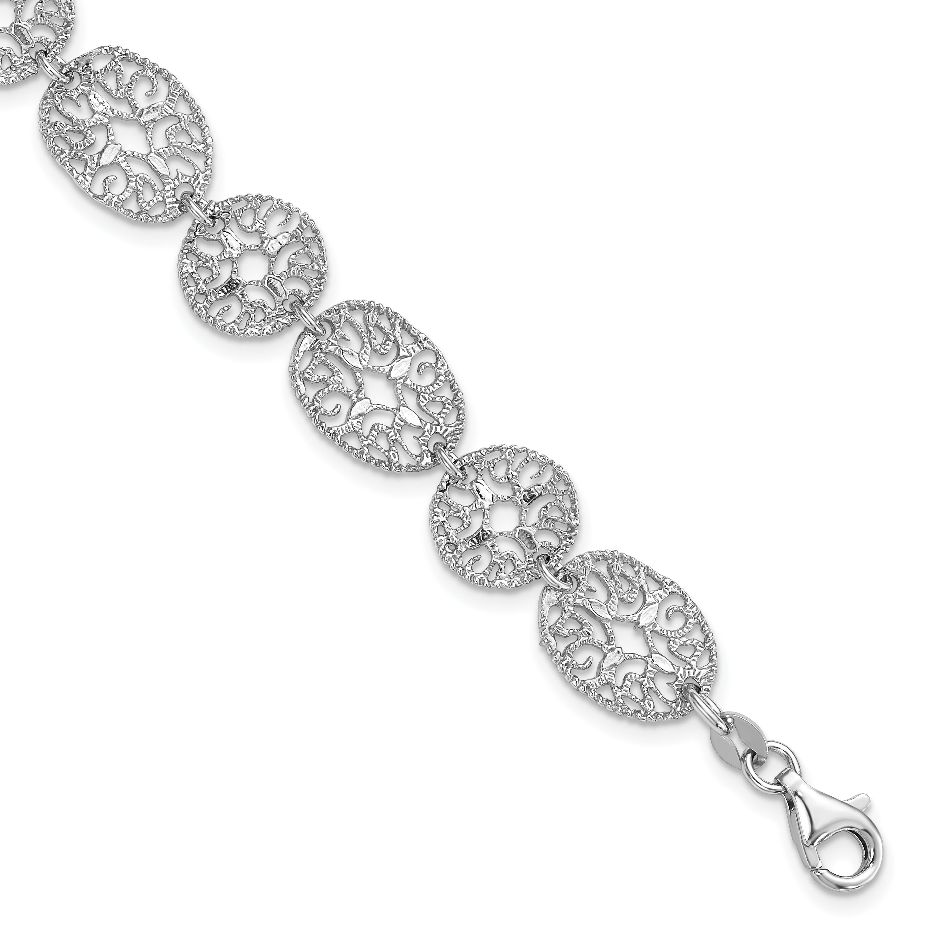 Sterling Silver Rhodium Polished Circles Bracelet (QG3335-8.25)
