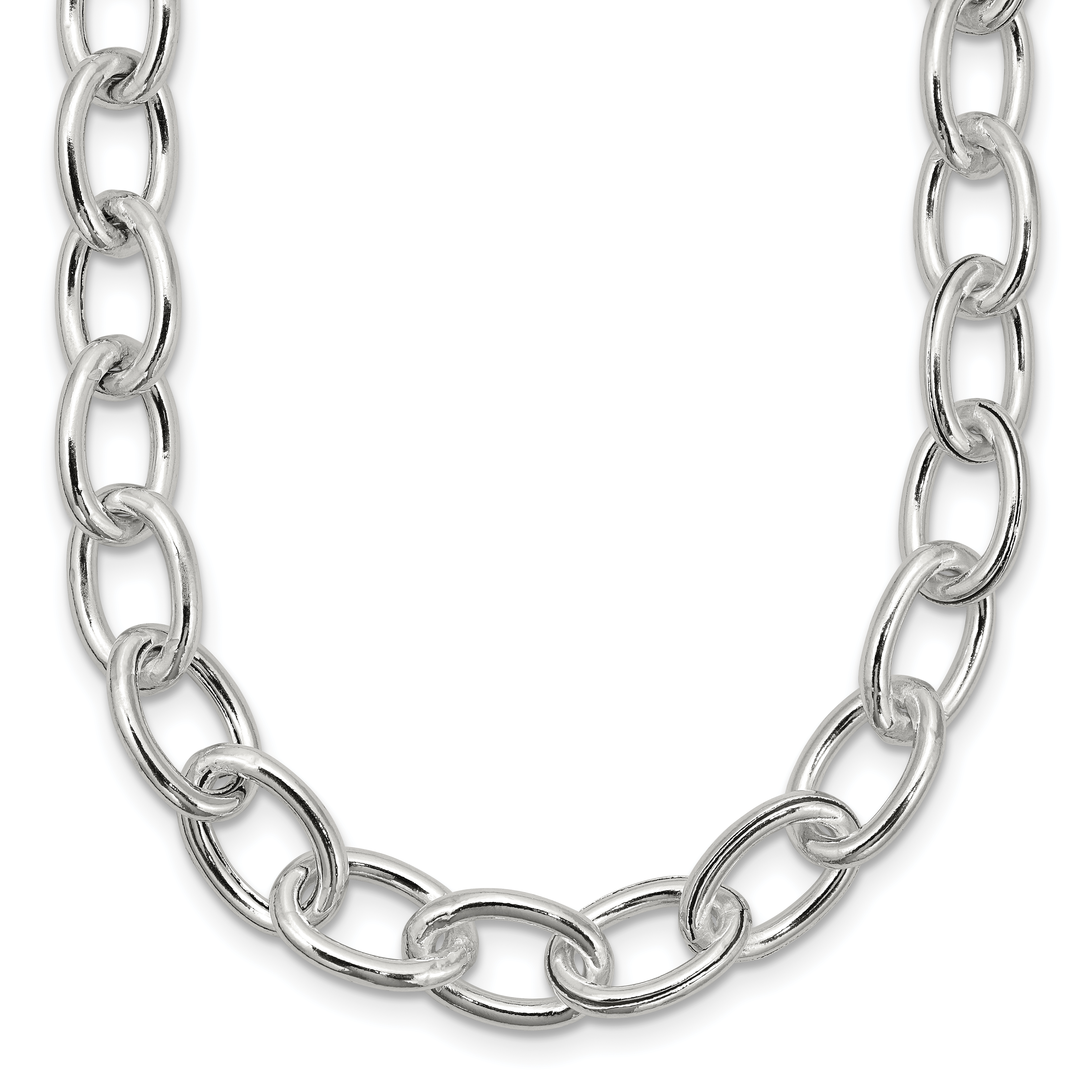 Sterling Silver Open Link Cable 8.50mm Necklace (QG3358-18)