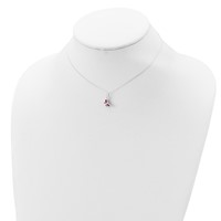 Sterling Silver Polished Pink, Red and White Enameled Petite Butterfly Necklace, 14" view 4