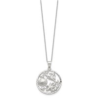 Sterling Silver Rhodium-plated Seahorse Starfish Shell in Circle Necklace, 18" view 2