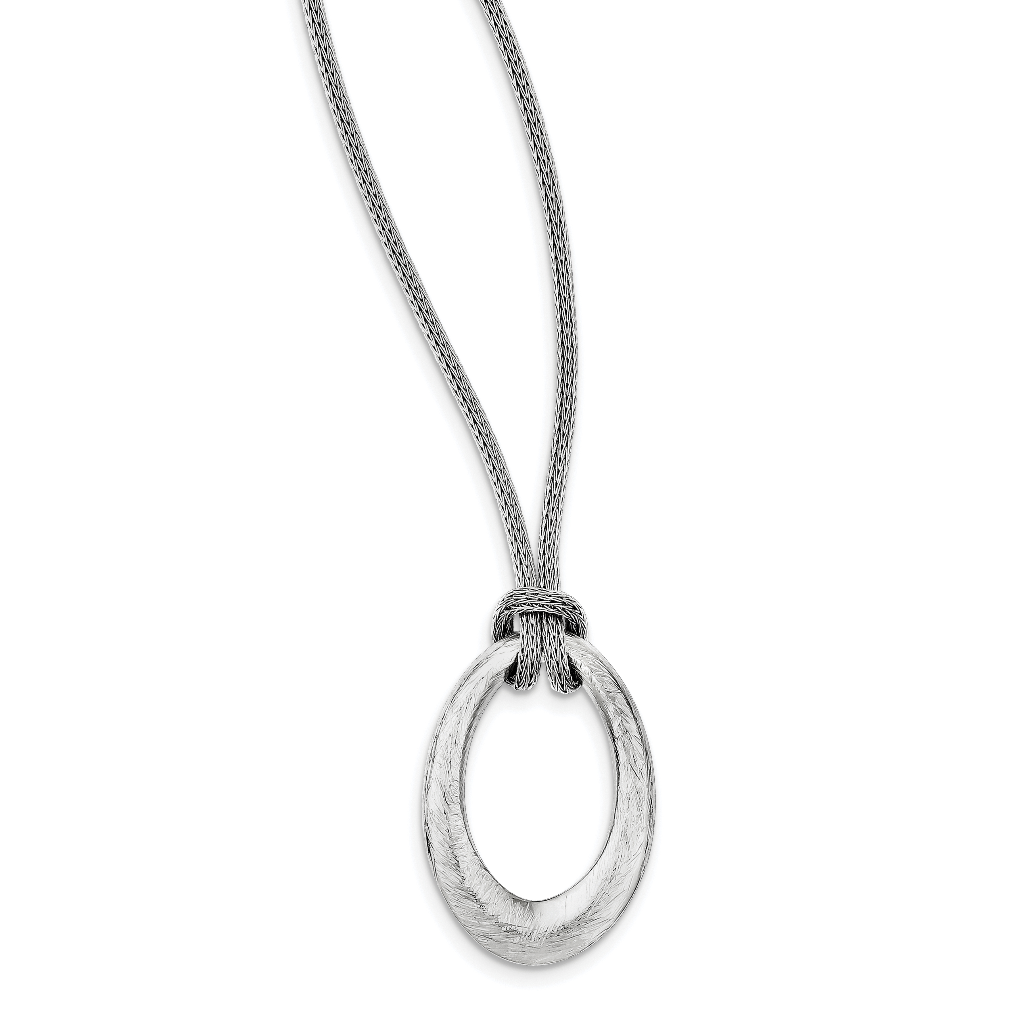 Sterling Silver Polished XO Mesh Necklace 18