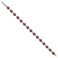Sterling Silver Rhodium Polished Enameled Lady Bug Bracelet view 2