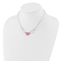 Sterling Silver Polished Pink Preciosa Crystal Triangle Necklace view 2