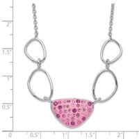 Sterling Silver Polished Pink Preciosa Crystal Triangle Necklace view 3