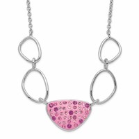 Sterling Silver Polished Pink Preciosa Crystal Triangle Necklace view 1