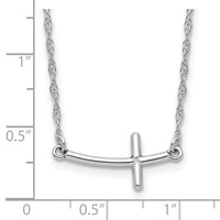 Sterling Silver Rhodium-plated Small Sideways Curved Cross Necklace view 4