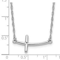 Sterling Silver Rhodium-plated Large Sideways Curved Cross Necklace view 5