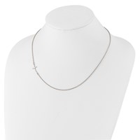 Sterling Silver Rh-plated Small Off-Set Sideways Curved Cross Necklace view 3