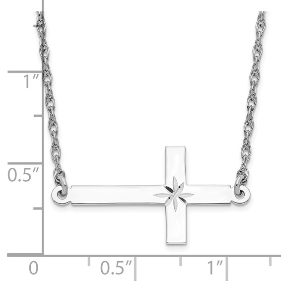 Sterling Silver Rhodium-plated Large D/C Sideways Cross Necklace