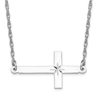 Sterling Silver Rhodium-plated Large D C Sideways Cross Necklace view 1
