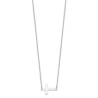 Sterling Silver Rhodium-plated Large Sideways Cross Necklace view 2