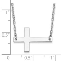 Sterling Silver Rhodium-plated Large Sideways Cross Necklace view 3