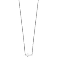 Sterling Silver Rhodium-plated Small Sideways Cross Necklace view 2
