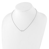 Sterling Silver Rhodium-plated Small Sideways Cross Necklace view 3