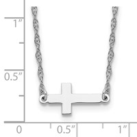 Sterling Silver Rhodium-plated Small Sideways Cross Necklace view 4