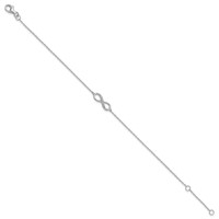 Sterling Silver Rhodium-plated CZ Infinity Bracelet with 1 Inch Extension, 7" view 2