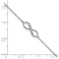 Sterling Silver Rhodium-plated CZ Infinity Bracelet with 1 Inch Extension, 7" view 3