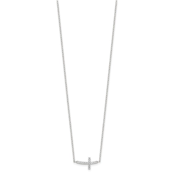 Sterling Silver CZ Sideways Cross Necklaces