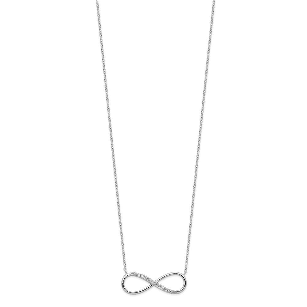 Sterling Silver Rhodium-plated with CZ Infinity w/ 2 IN EXT Necklace (QG3478-16)