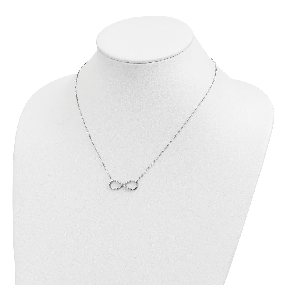 Sterling Silver Rhodium-plated with CZ Infinity w/ 2 IN EXT Necklace (QG3478-16)