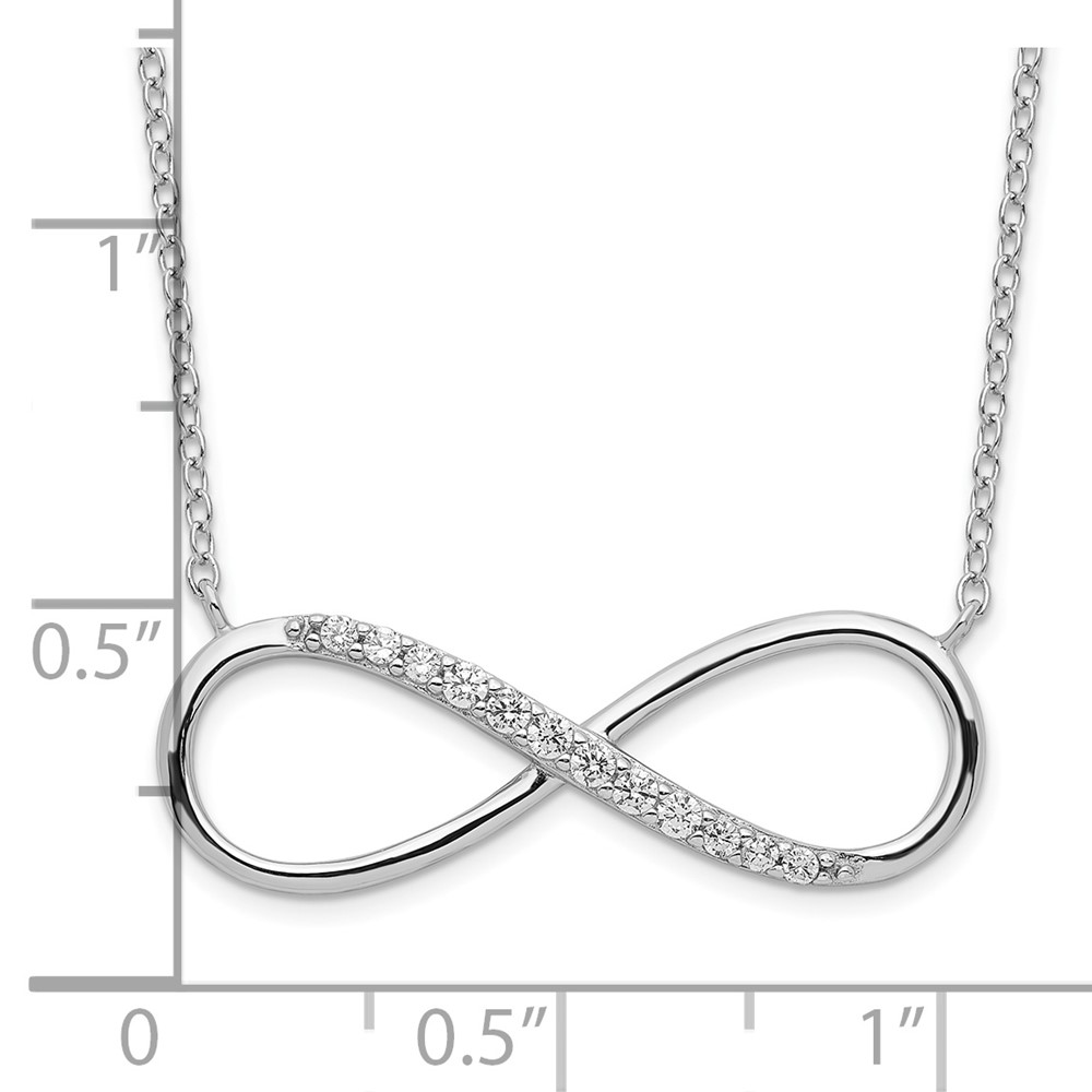 Sterling Silver Rhodium-plated with CZ Infinity w/ 2 IN EXT Necklace (QG3478-16)