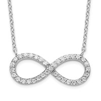 Sterling Silver Rhodium-plated CZ Infinity Necklace with 2 Inch Extension, 16" view 1