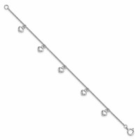 Sterling Silver Rhodium-plated Polished Petite Hearts Bracelet view 2