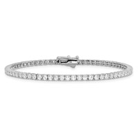 Sterling Shimmer Sterling Silver Rhodium-plated 2.3mm CZ 70 Stone Bracelet, 7" view 3