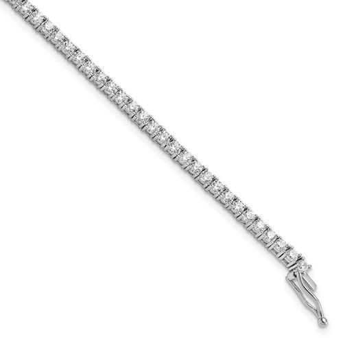 Sterling Shimmer Sterling Silver Rhodium-plated 2.3mm CZ 70 Stone Bracelet, 7"