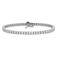 Sterling Shimmer Sterling Silver Rhodium-plated 2.5mm CZ 68 Stone Bracelet, 7" view 3