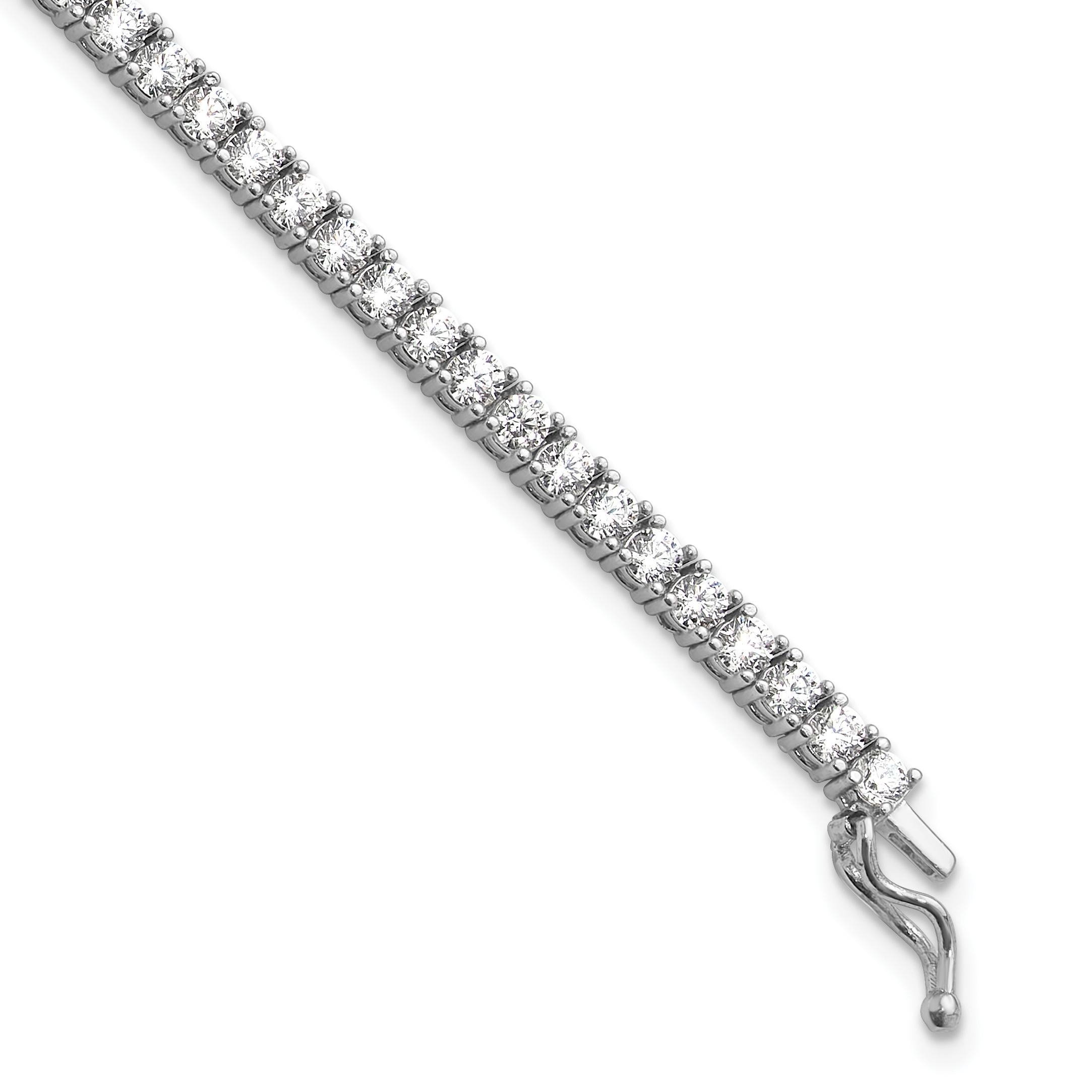 Sterling Shimmer Silver 2.5mm CZ 68 Stone 7 inch Bracelet QG3487