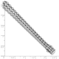 Sterling Shimmer Sterling Silver Rhodium-plated 117 Stone CZ 3 Strand Layer Bracelet, 8" view 3
