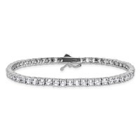 Sterling Shimmer Sterling Silver Rhodium-plated 3mm CZ 55 Stone Bracelet, 7" view 3