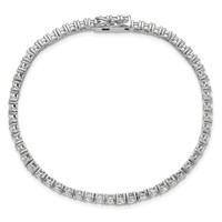 Sterling Shimmer Sterling Silver Rhodium-plated 3mm CZ 55 Stone Bracelet, 7" view 4