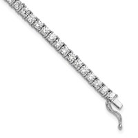 Sterling Shimmer Sterling Silver Rhodium-plated 3mm CZ 55 Stone Bracelet, 7" view 1