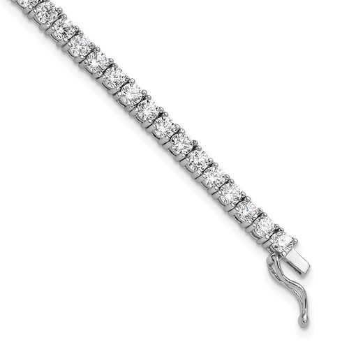 Sterling Shimmer Sterling Silver Rhodium-plated 3mm CZ 55 Stone Bracelet, 7"