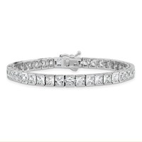 Sterling Shimmer Sterling Silver Rhodium-plated 40 Stone CZ Bracelet, 7" view 3