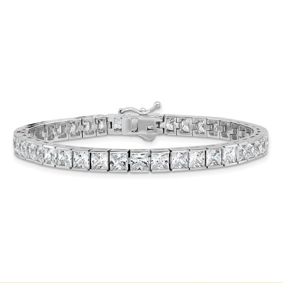 Sterling Silver Rhodium-Plated CZ Tennis Bracelet
