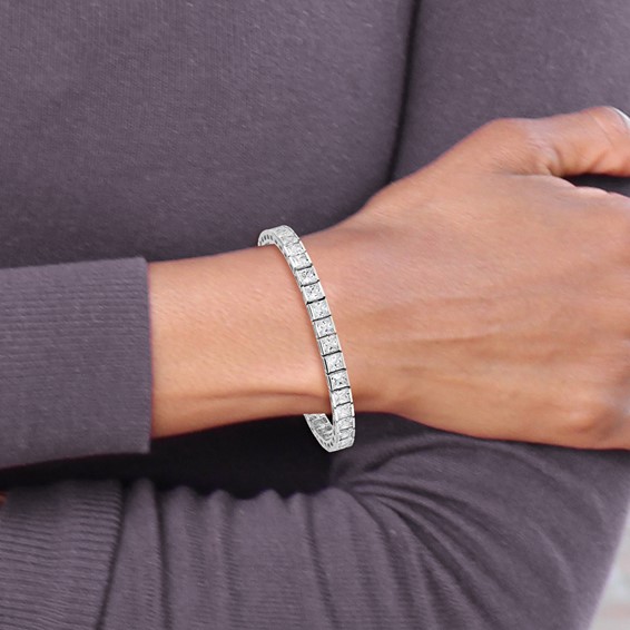 Sterling Silver Rhodium-Plated CZ Tennis Bracelet