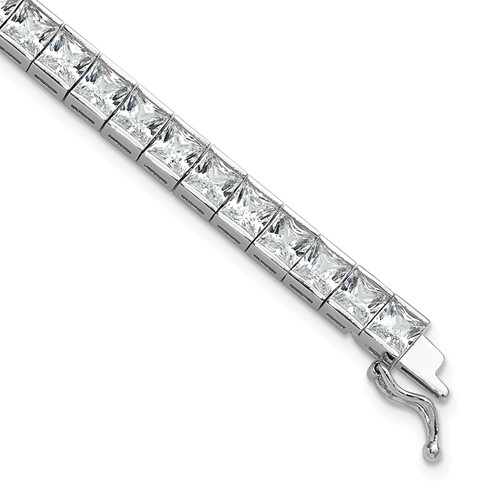Sterling Shimmer Sterling Silver Rhodium-plated 40 Stone CZ Bracelet, 7"