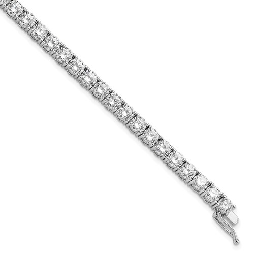 Sterling Shimmer Sterling Silver Rhodium-plated 4.5mm CZ 37 Stone Bracelet, 7"