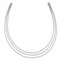 Sterling Shimmer Sterling Silver Rhodium-plated 732 Stone CZ 3 Strand Layer Necklace, 16" view 2
