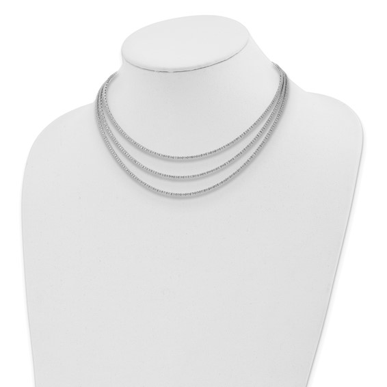 Sterling Shimmer Sterling Silver Rhodium-plated 16 inch 732 Stone CZ 3 Strand Layer Necklace
