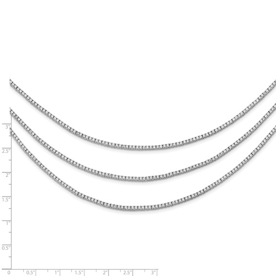 Sterling Shimmer Sterling Silver Rhodium-plated 16 inch 732 Stone CZ 3 Strand Layer Necklace