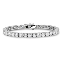 Sterling Shimmer Sterling Silver Rhodium-plated 41 Stone CZ Bracelet, 7" view 3