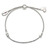 Sterling Silver Antiqued Reflections Pink Crystal Love Heart Bracelet with Lobster Clasp Adjustable 6 to Bolo, 9" view 3