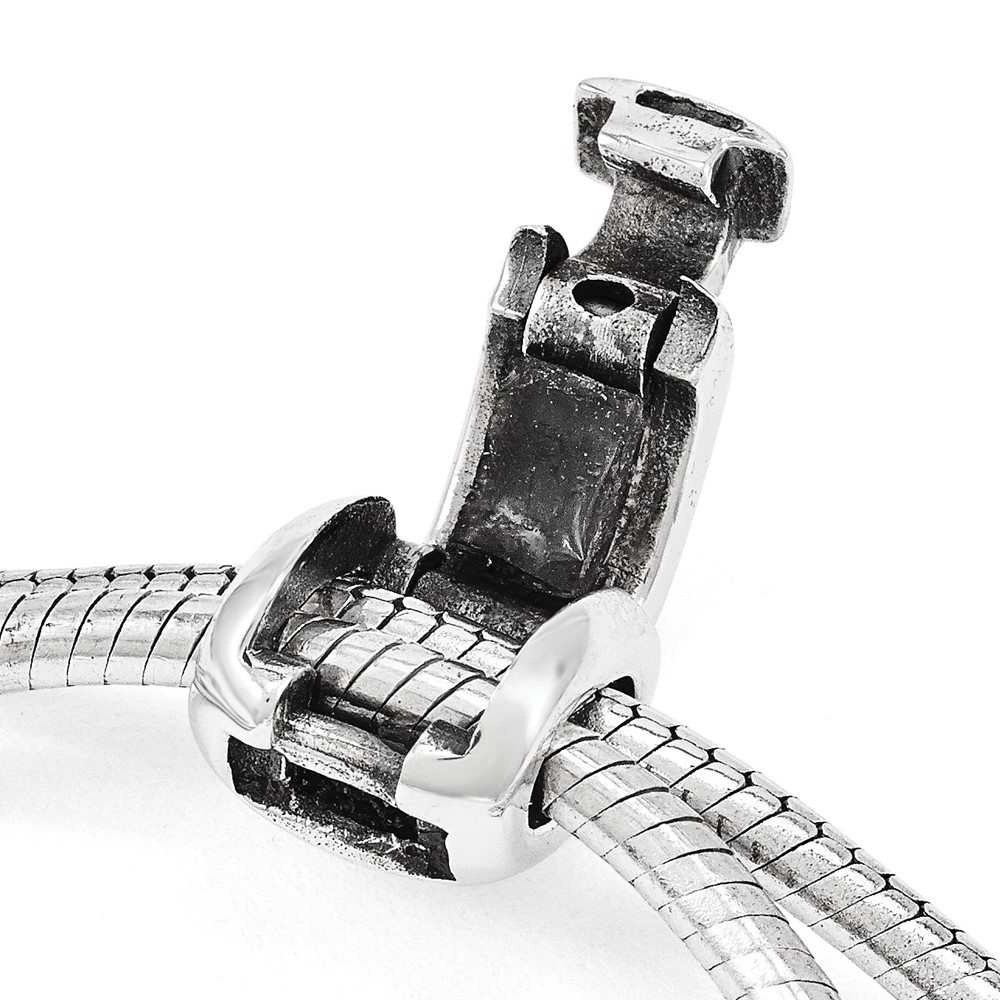 Sterling Silver Antiqued Reflections Black Crystal Adjustable Bracelet (QG3499)