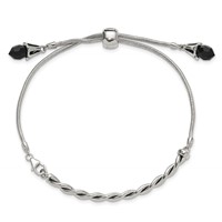 Sterling Silver Antiqued Reflections Black Crystal Briolette Bracelet with Lobster Clasp Adjustable 6 to Bolo, 9" view 3